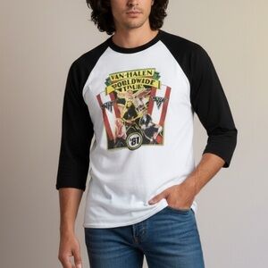 Van Halen 1981 Vintage Black and White Raglan Sleeve Tee